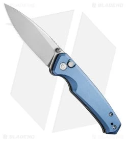CIVIVI Altus Nitro-V Button Lock Knife Blue Aluminum (2.97" Stonewash)