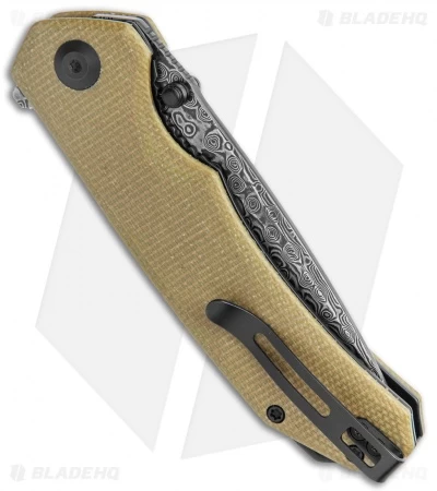 CIVIVI Brazen Drop Point Liner Lock Knife Olive Micarta (3.5" Damascus) 3 CIVIVI Brazen Drop Point Liner Lock Knife Olive Micarta (3.5" Damascus) - Image 3