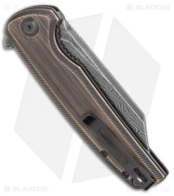 CIVIVI Brigand Liner Lock Knife Dark Brass (3.5" Dark Damascus) C909DS-2 -CIVIVI Shop CIVIVI Brigand Liner Lock Knife Brass 3.5 Black Damasucus C909DS 2 BHQ 115991 LS Side