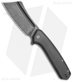 CIVIVI Bullmastiff Liner Lock Knife Twill Carbon Fiber (3.8" Black Damascus)