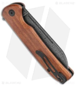 CIVIVI Chevalier Button Lock Flipper Knife Cuibourtia Wood (3.5" Dam) C20022-DS1 -CIVIVI Shop CIVIVI Chevalier Button Lock Flipper Cuibourtia Wood Damascus BHQ 142910 jr side