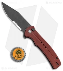 CIVIVI Cogent Button Lock Knife Burgundy G-10 (3.5" Black Serr) C20038E-2 -CIVIVI Shop CIVIVI Cogent Button Lock Fipper Burgundy G 10 Black Serr C20038E 2 BHQ 137745 jr bottlecap