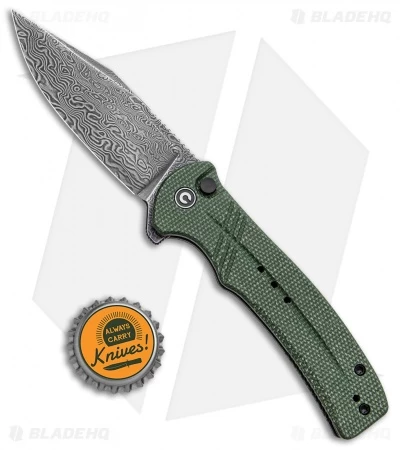 CIVIVI Cogent Button Lock Knife Green Micarta (3.5" Damascus) C20038D-DS1 4 CIVIVI Cogent Button Lock Knife Green Micarta (3.5" Damascus) C20038D-DS1 - Image 4