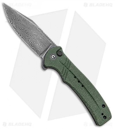 CIVIVI Cogent Button Lock Knife Green Micarta (3.5" Damascus) C20038D-DS1 1 CIVIVI Cogent Button Lock Knife Green Micarta (3.5" Damascus) C20038D-DS1