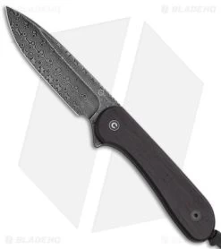 CIVIVI Elementum Fixed Blade Knife Flat Black Ebony (4" Damascus) C2105-DS1