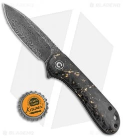 CIVIVI Elementum Liner Lock Knife Gold Shred Carbon Fiber (2.9" Damascus) -CIVIVI Shop CIVIVI Elementum LL Gold Shred CF Damascus C907C DS1 BHQ 135066 jr bottlecap