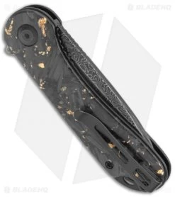 CIVIVI Elementum Liner Lock Knife Gold Shred Carbon Fiber (2.9" Damascus) -CIVIVI Shop CIVIVI Elementum LL Gold Shred CF Damascus C907C DS1 BHQ 135066 jr side