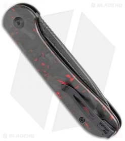 CIVIVI Elementum Button Lock Knife Red/Black Shred CF (3.5" Dam.)C2103DS-2 6 CIVIVI Elementum Button Lock Knife Red/Black Shred CF (3.5" Dam.)C2103DS-2 -CIVIVI Shop CIVIVI Elementum Push Button Lock Shred CF with Red Damascus BHQ 120925 jr side