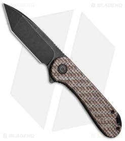 CIVIVI Elementum Tanto Liner Lock Knife Brown Micarta Burlap (2.9" Black D2)