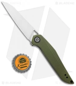 CIVIVI Isham Mckenna Liner Lock Knife Green G-10 (2.875 Satin) C905B -CIVIVI Shop CIVIVI Isham Mckenna LL Green G 10 Satin C905B BHQ 97967 jr bottlecap