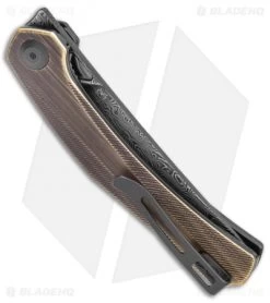 CIVIVI Lazar Liner Lock Knife Black Hand Rubbed Brass (3.1" Damascus) -CIVIVI Shop CIVIVI Lazar LL Black Hand Rubbed Brass C20013 DS2 BHQ 135073 jr side