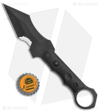 CIVIVI Orthrus Tactical Button Fixed Blade Knife Black G-10 (3.8" Black Serr) 5 CIVIVI Orthrus Tactical Button Fixed Blade Knife Black G-10 (3.8" Black Serr) - Image 5