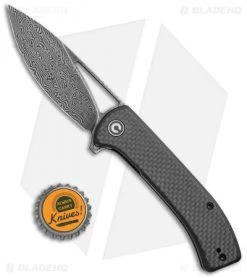 CIVIVI Riffle Liner Lock Knife CF / Black G-10 (3.5" Damascus) C2024DS-1 -CIVIVI Shop CIVIVI Riffle LL CF Black G 10 Damascus BHQ 120369 jr bottlecap