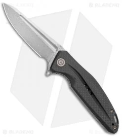 CIVIVI Statera Flipper Liner Lock Knife Black G10/Carbon Fiber (3.5" Damascus)